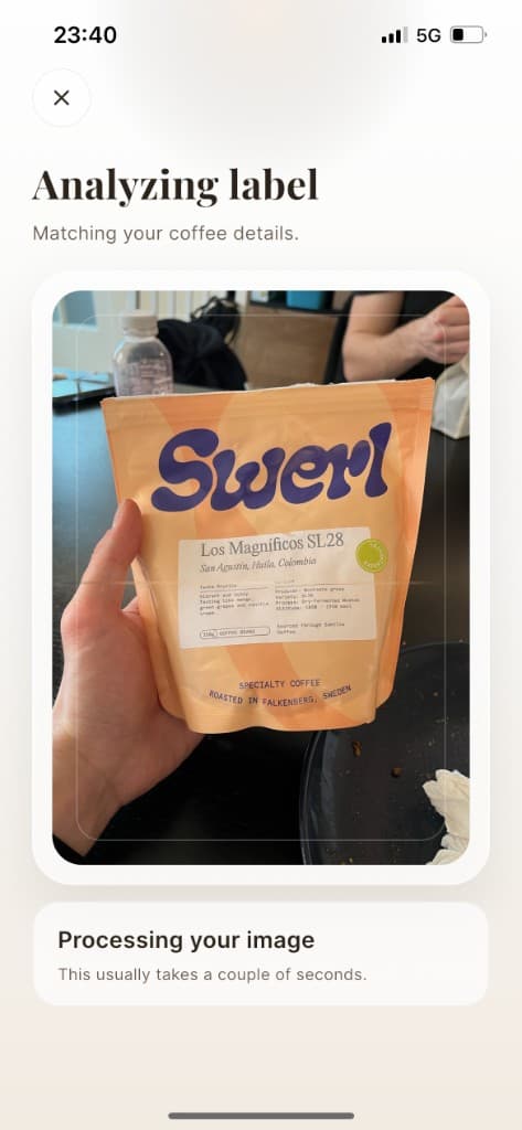 Analyzing a coffee bag label — matching coffee details